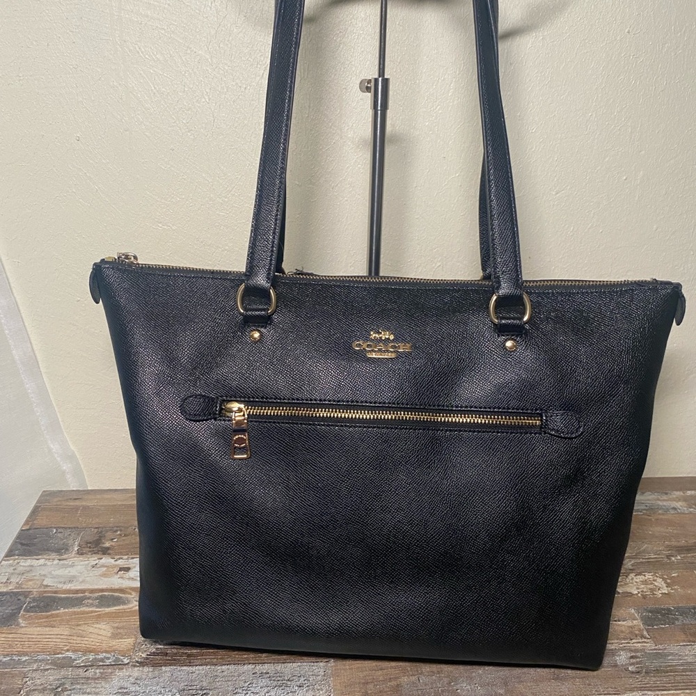 Coach Black Textured Leather Tote